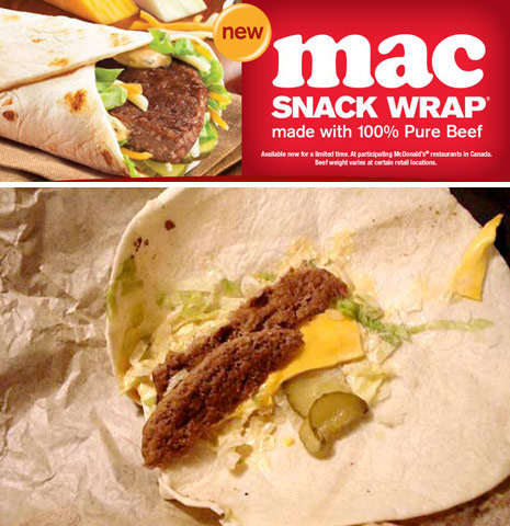 mcdonalds big mac snack wrap