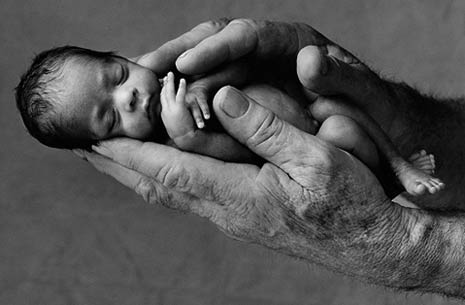 anne geddes man holding baby in hands