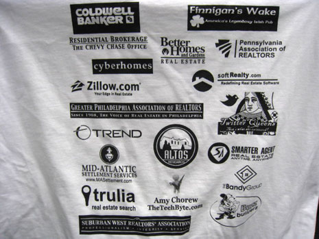 corporate logo t-shirt event t-shit covered in corprate sponsors