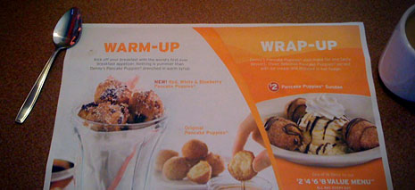 Denny's breakfast appetizers and desserts