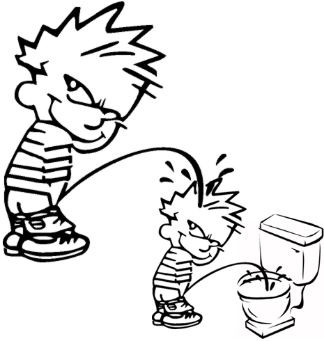 calvin pissing on calvin men who pee sitting down