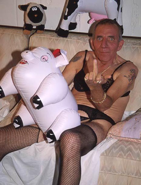 old man tranny ficking a blow-up pig