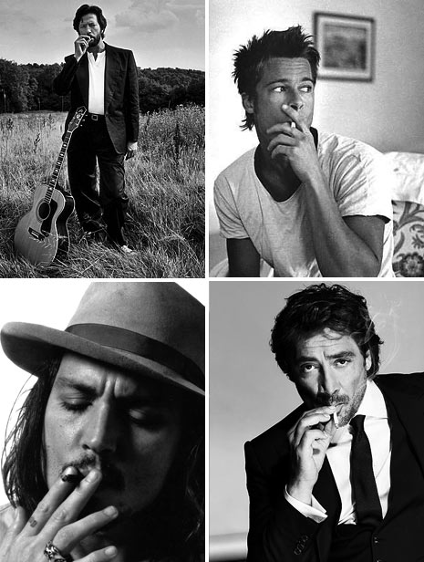 johnny dep, brad pitt, celebrities smoking photos