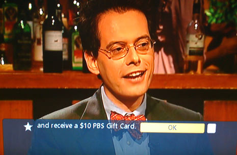 PBS on-screen pledge ad Comcast interactive PBS pledge advertisments