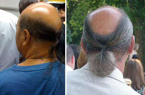 bald men with ponytails, bad ponytails