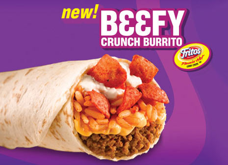 Taco Bell Beefoy Cruch Burrito with Flamin Hot Fritos